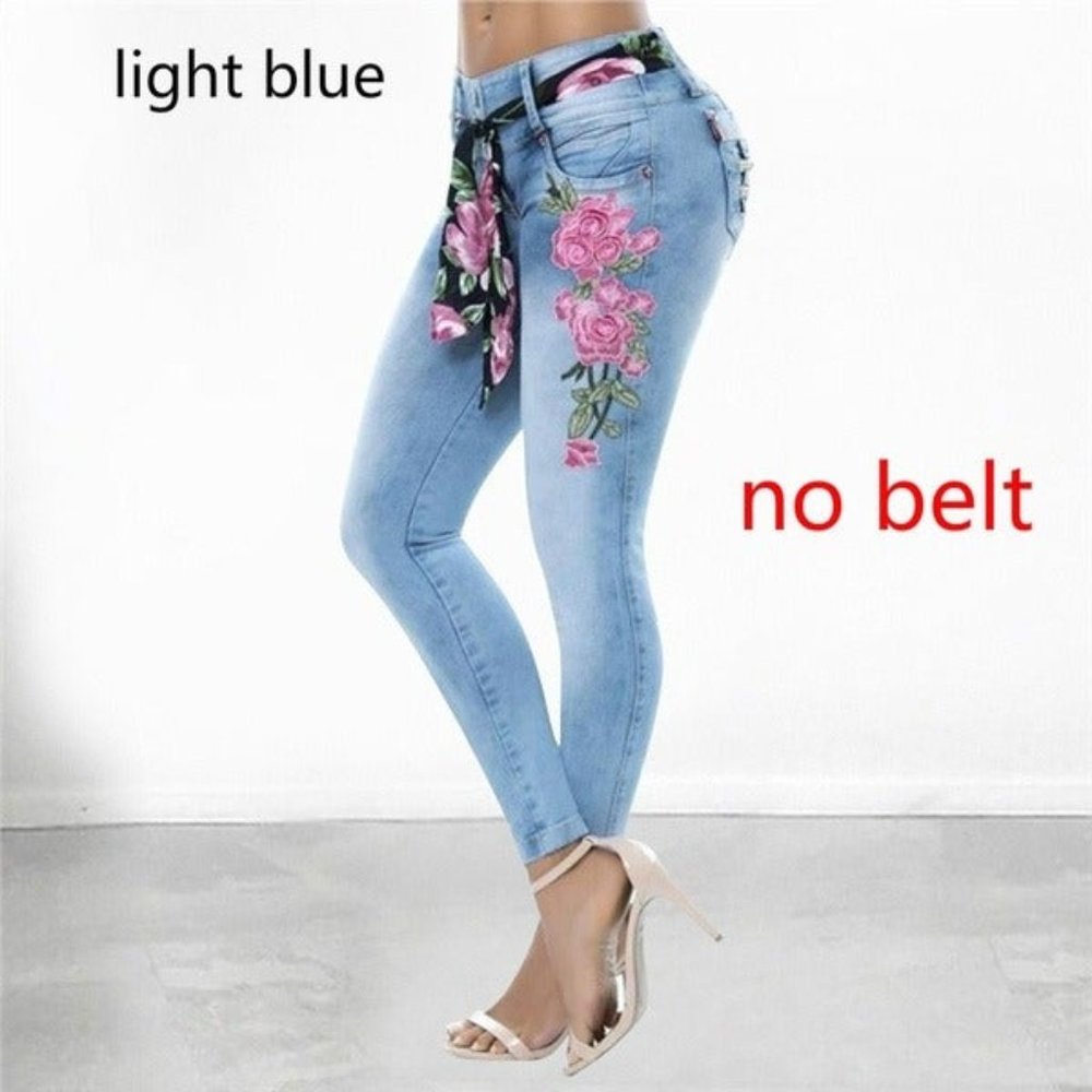 New Ladies Denim flower jeans Size 8 , Medium CUTE